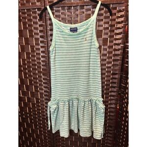 Polo Ralph Lauren Girls Dress L 12/14 Cotton Green And Purple